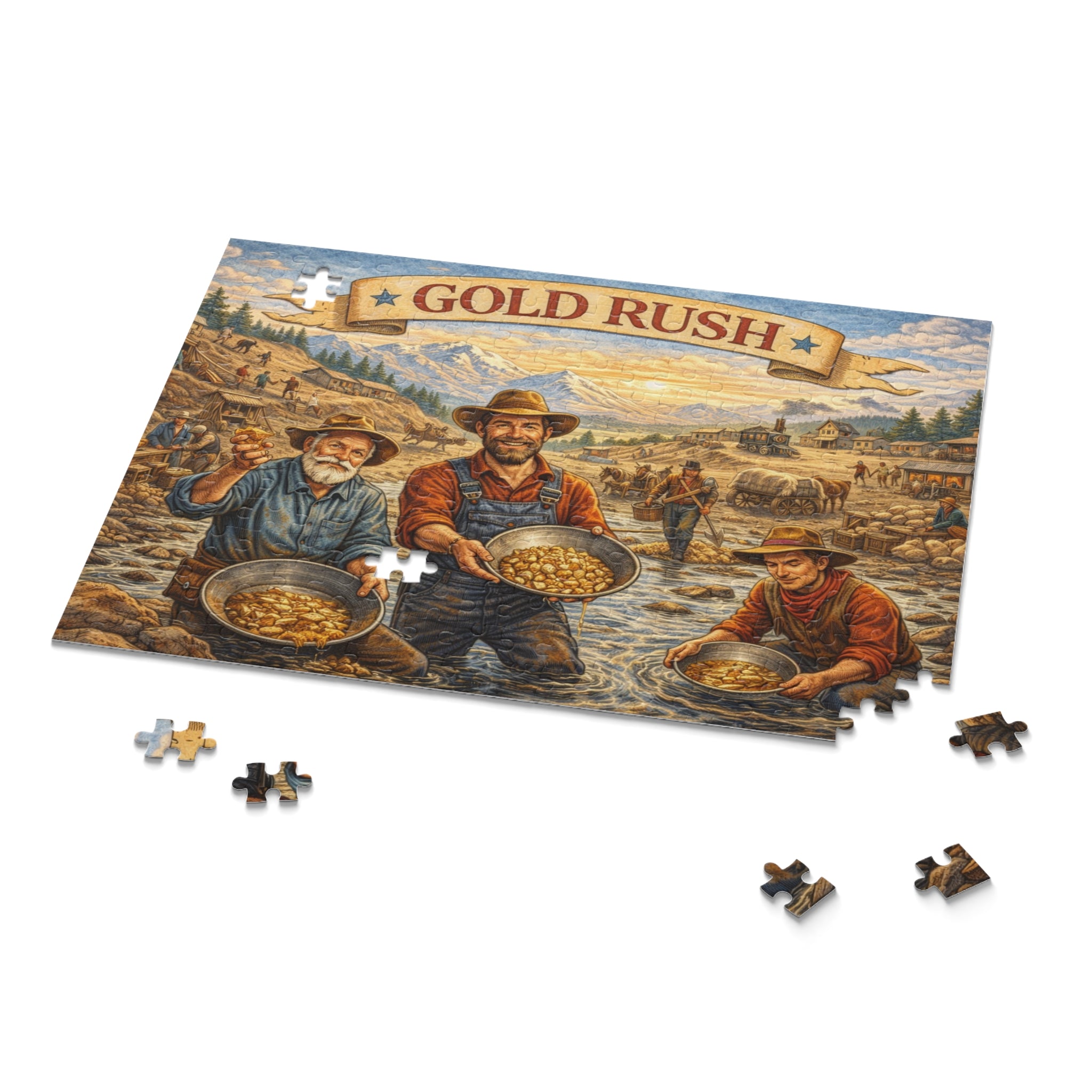Gold Rush Jigsaw Puzzle — Vintage Prospectors Scene (120/252/500 pcs)