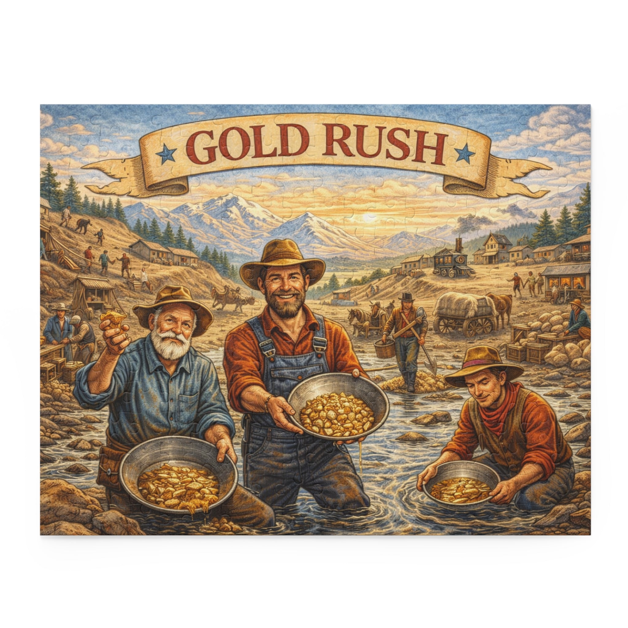 Gold Rush Jigsaw Puzzle — Vintage Prospectors Scene (120/252/500 pcs)