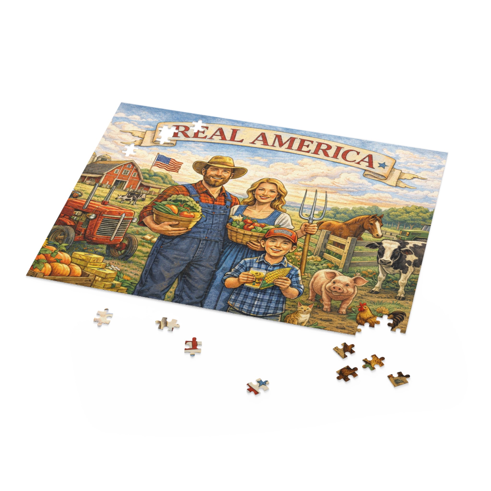 🇺🇸 Real America Farmhouse™ — Rustic Family Farm Jigsaw Puzzle (USA Edition)