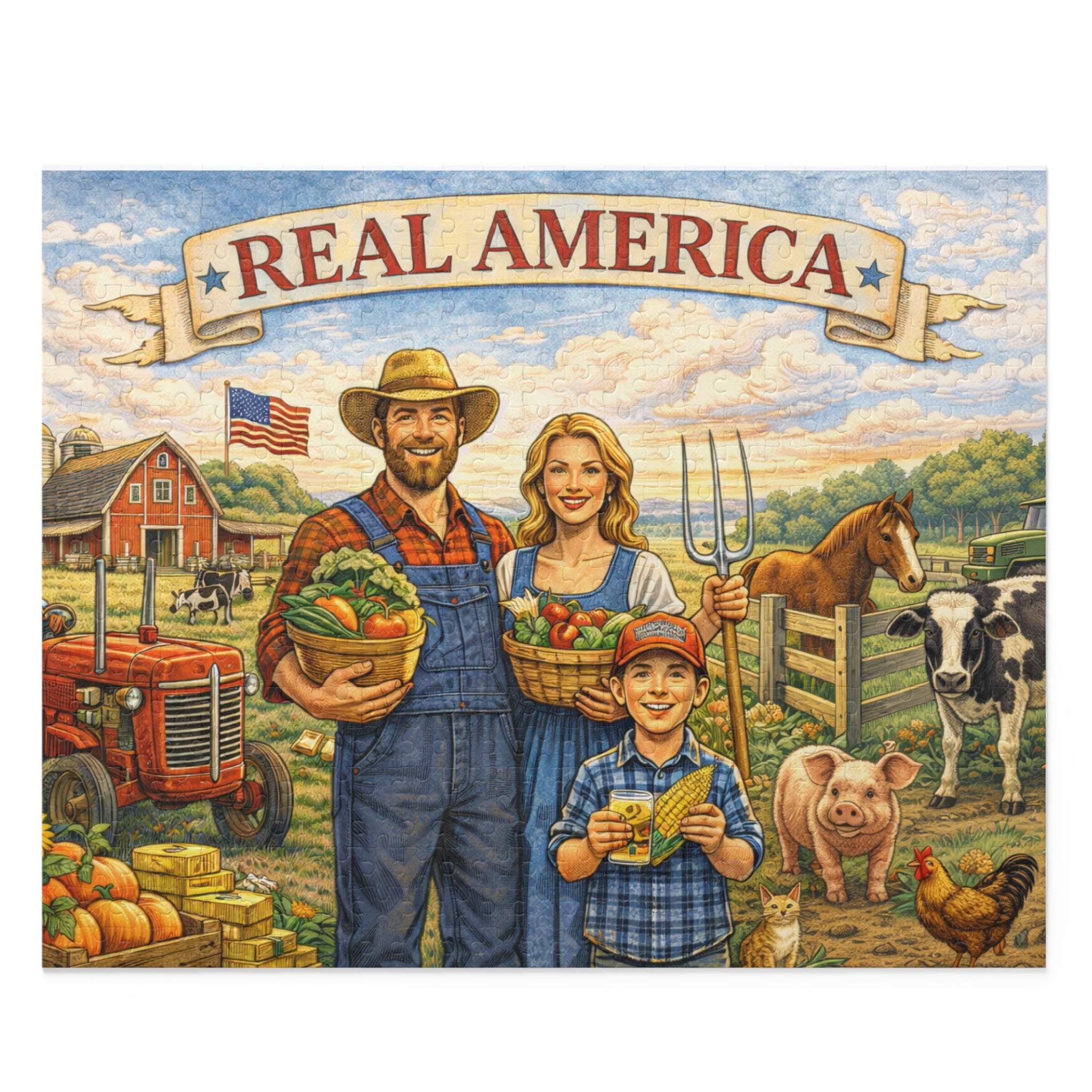 🇺🇸 Real America Farmhouse™ — Rustic Family Farm Jigsaw Puzzle (USA Edition)