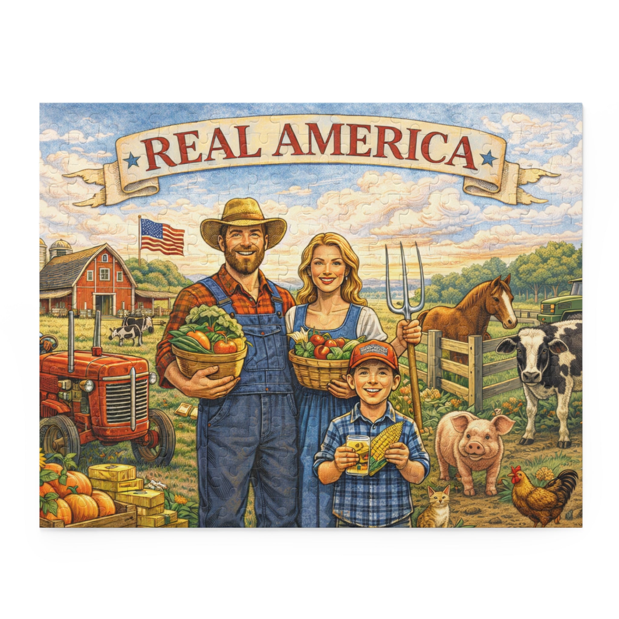 🇺🇸 Real America Farmhouse™ — Rustic Family Farm Jigsaw Puzzle (USA Edition)
