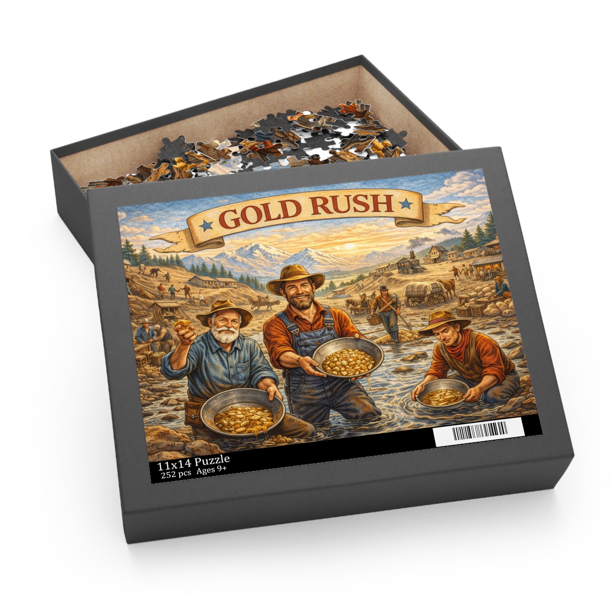 Gold Rush Jigsaw Puzzle — Vintage Prospectors Scene (120/252/500 pcs)