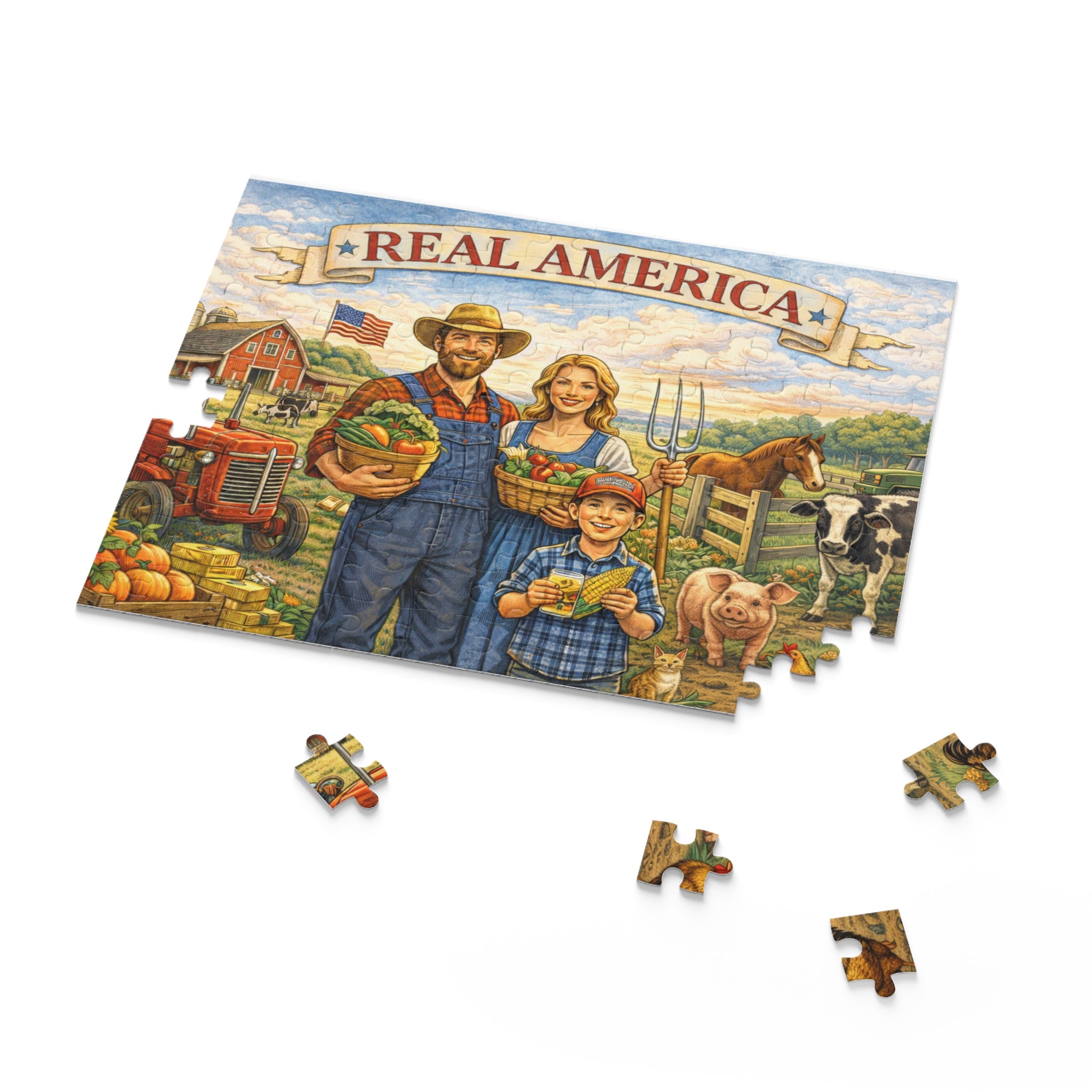 🇺🇸 Real America Farmhouse™ — Rustic Family Farm Jigsaw Puzzle (USA Edition)
